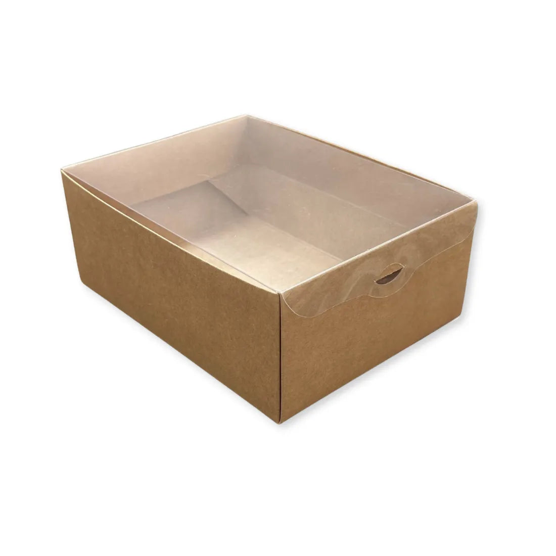 Scatola Confezione Regalo Avana con Coperchio in PVC Trasparente