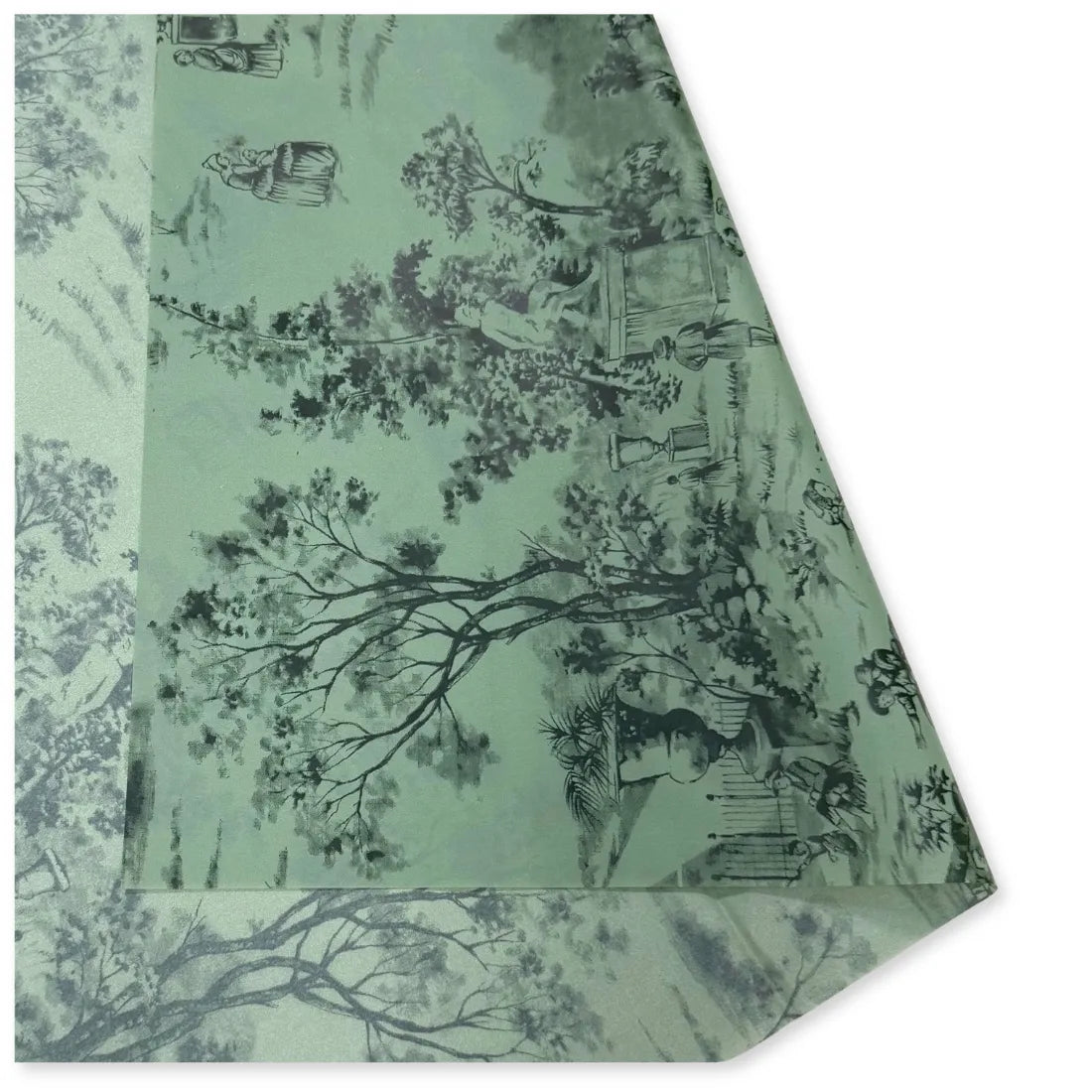 50 Fogli Carta Velina Fantasia Village Verde 20 gr. 62x86 cm.