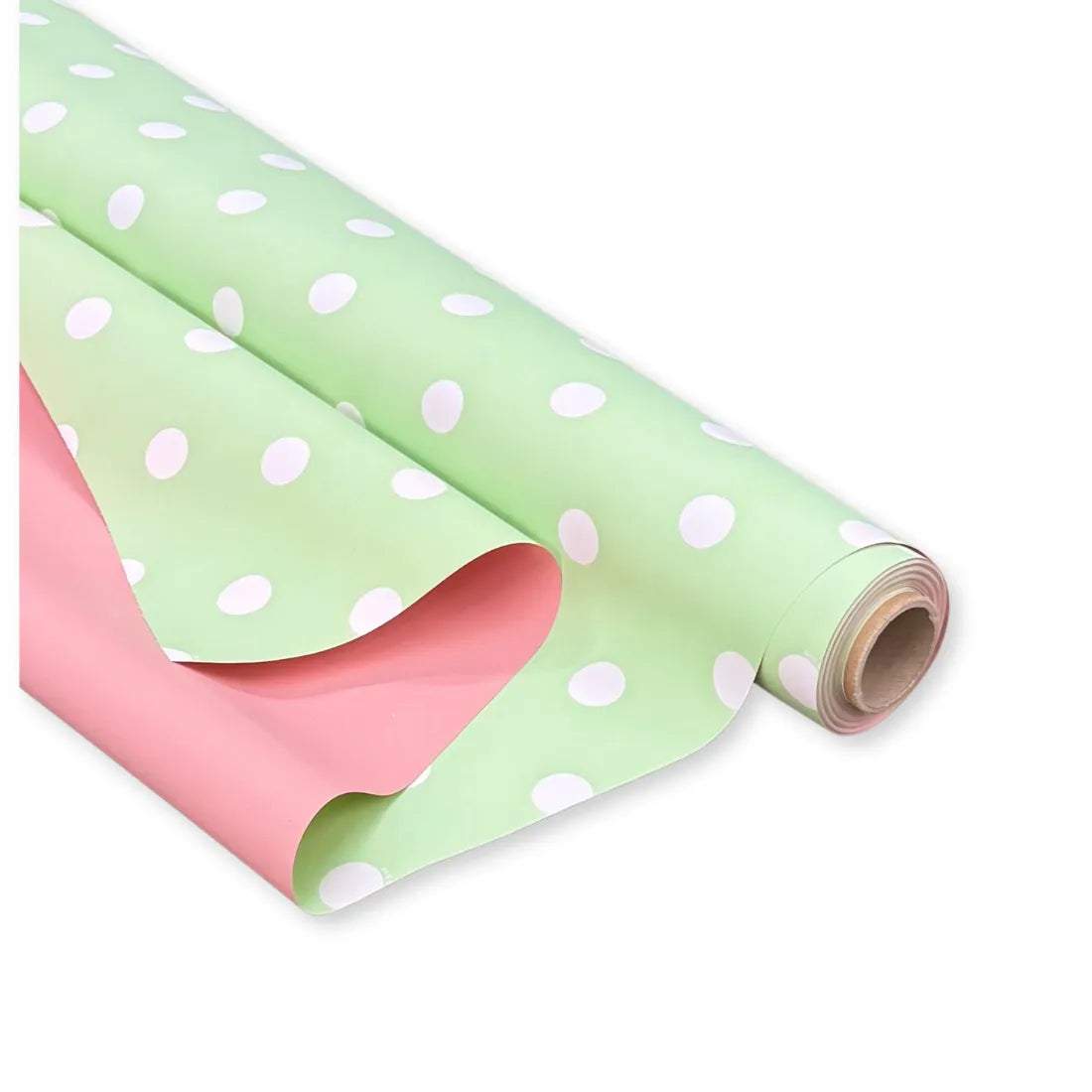 Bobina Polipropilene 40 My. Fantasia Pois Verde. Lunghezza 40 mt.