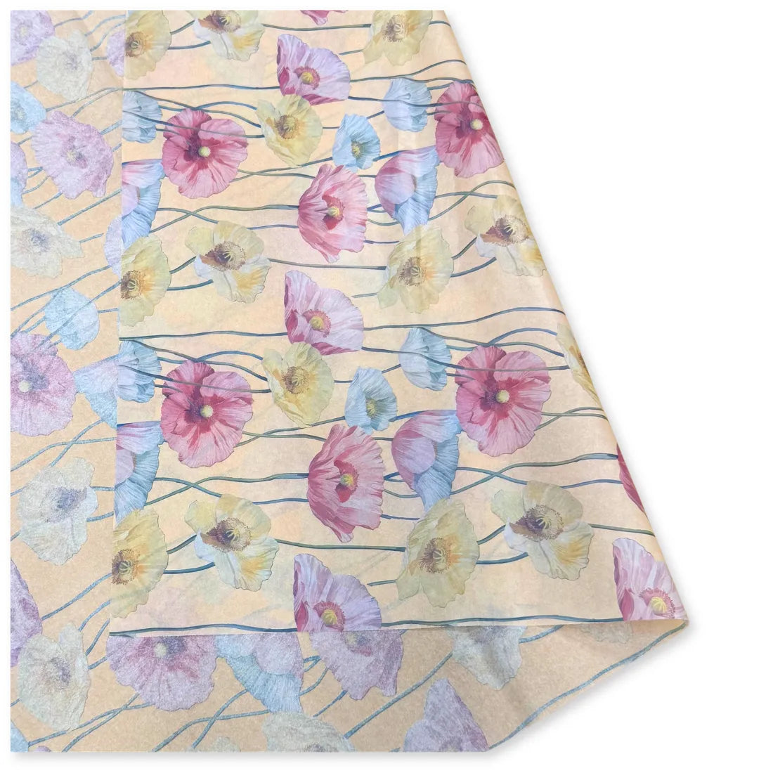 25 Fogli Carta Velina Fantasia Poppy Ecrù 20 gr. 70x100 cm.