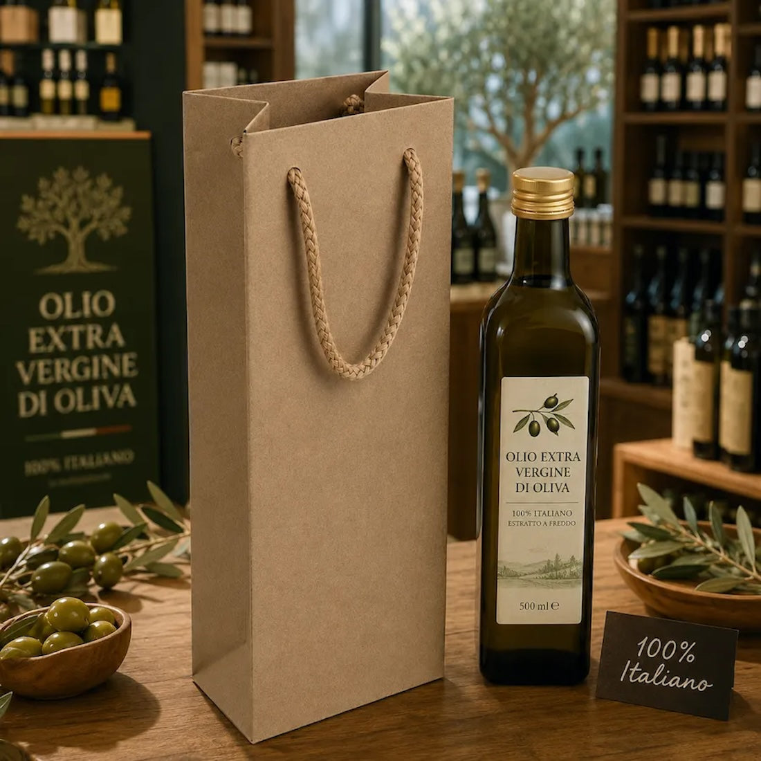 Shopper Porta Bottiglie Mini Avana