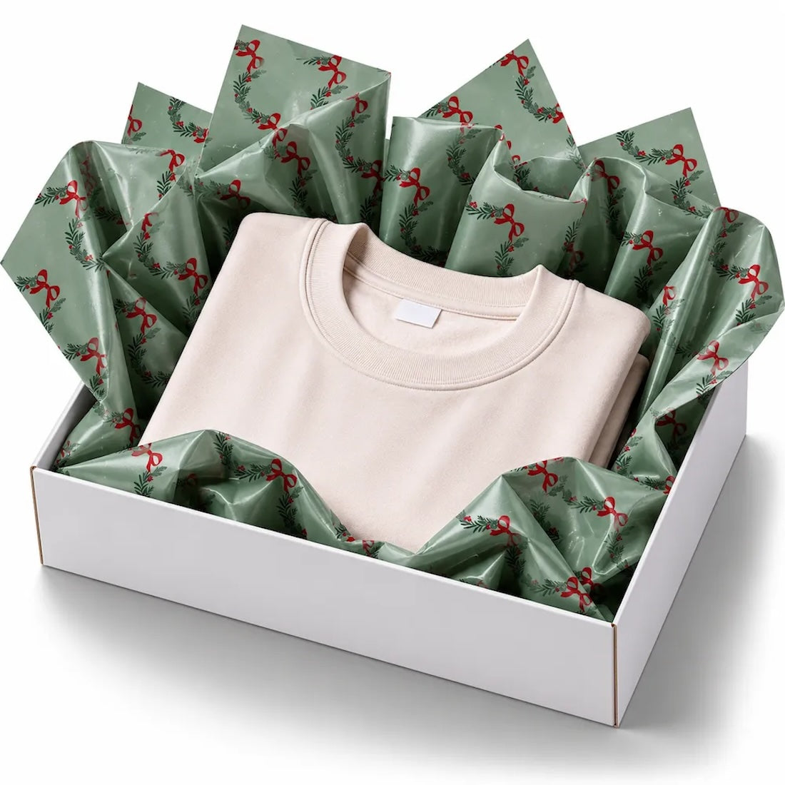 50 Fogli Carta Velina Fantasia Garland Verde 20 gr. 62x86 cm.