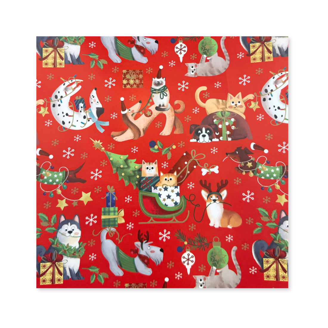25 Fogli Carta Regalo Xmas Pets