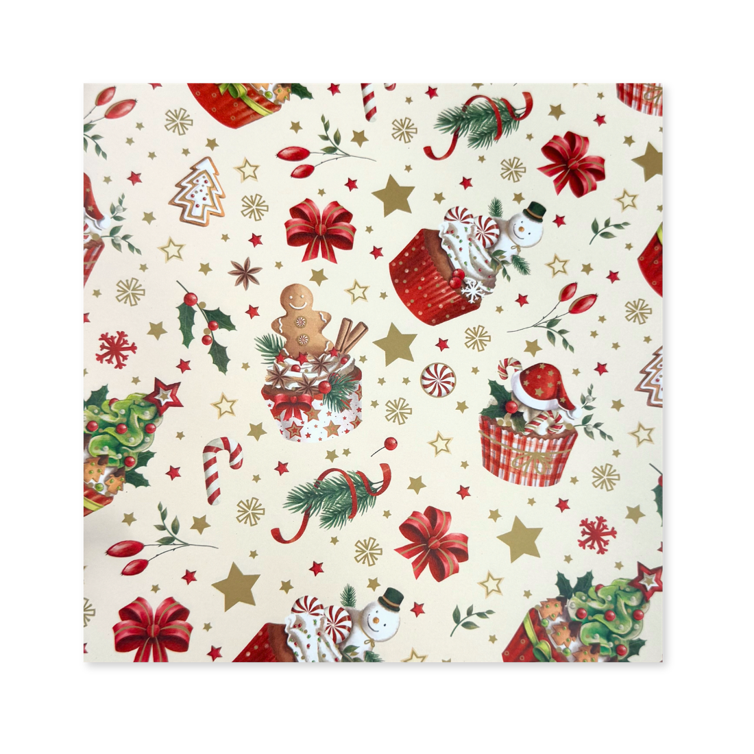 25 Fogli Carta Regalo Xmas Cupcakes