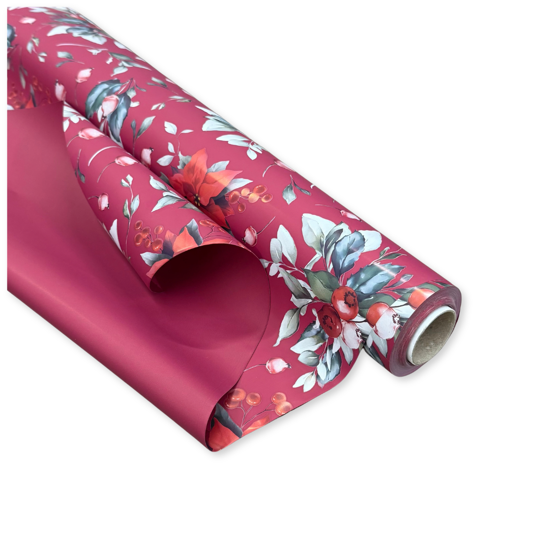 Bobina Polipropilene 40 My. Fantasia Xmas Flower Bordeaux. Altezza 80 cm. Lunghezza 40 mt.