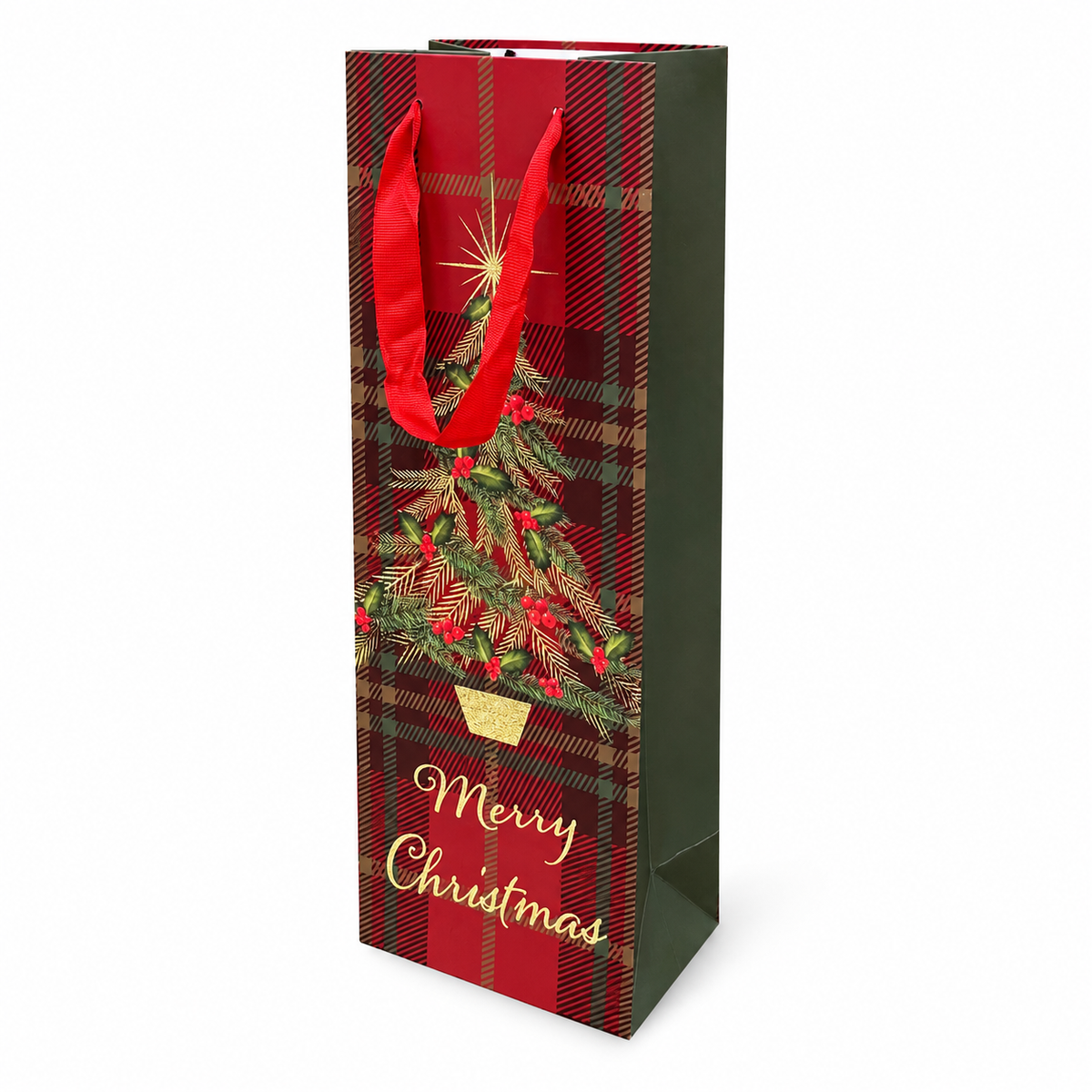Shopper Portabottiglie Merry Christmas Tartan