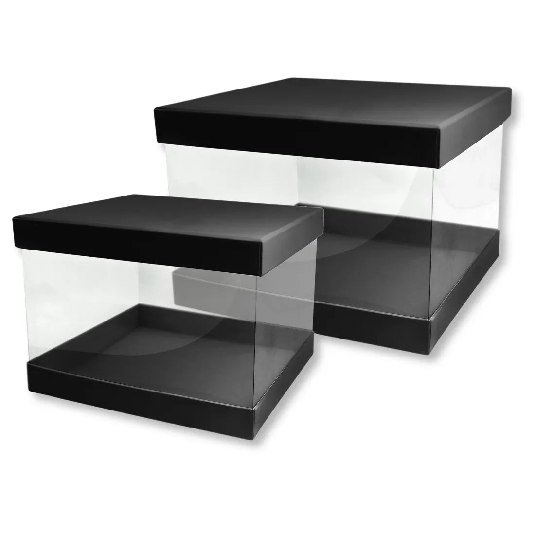 Scatola Confezione Regalo Fondo e Coperchi Nero con Lati in PVC