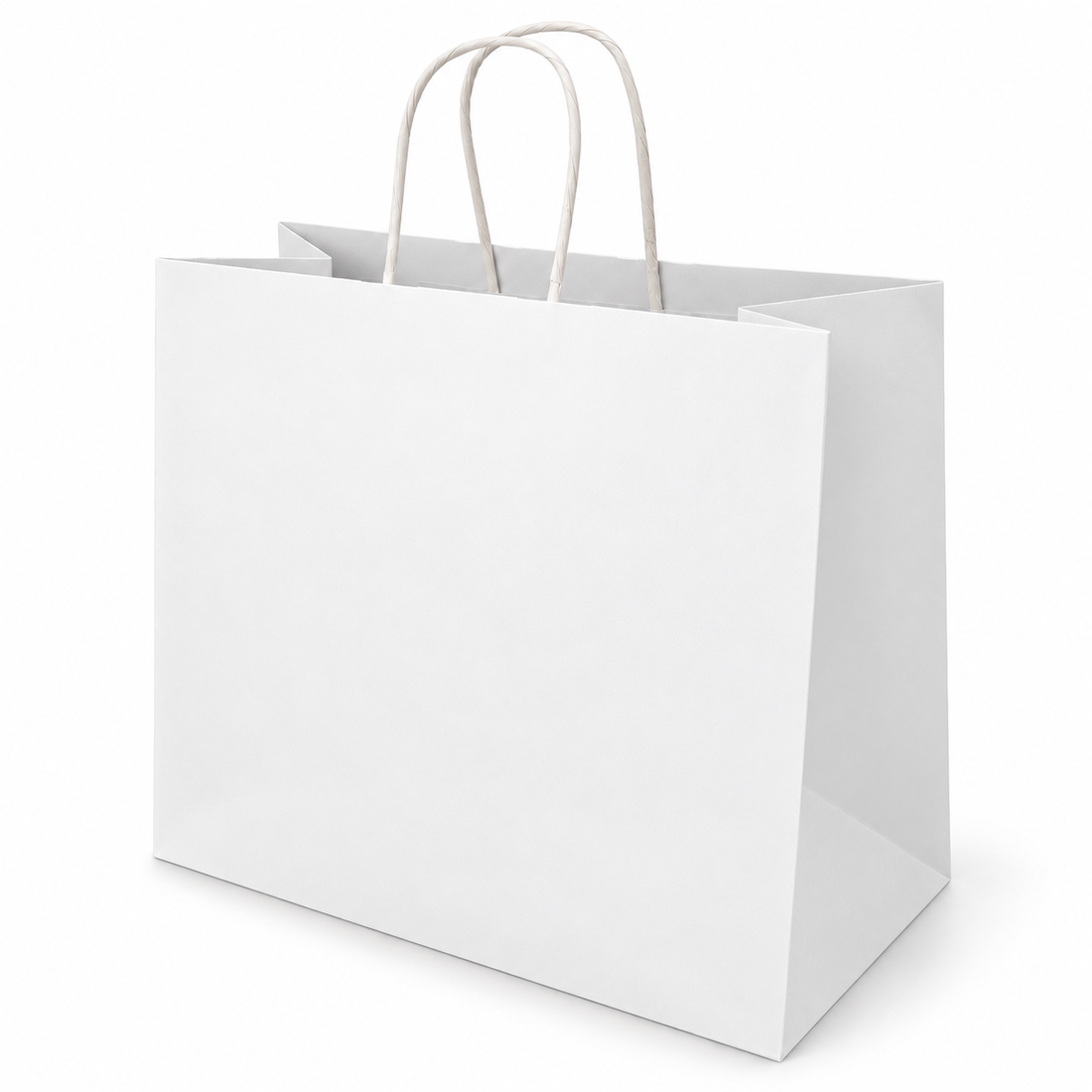 Shopper in Carta Bianca Take Away Fondo Largo Maniglia Ritorta