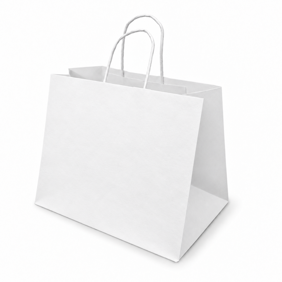 Shopper in Carta Bianca Take Away Fondo Largo Maniglia Ritorta