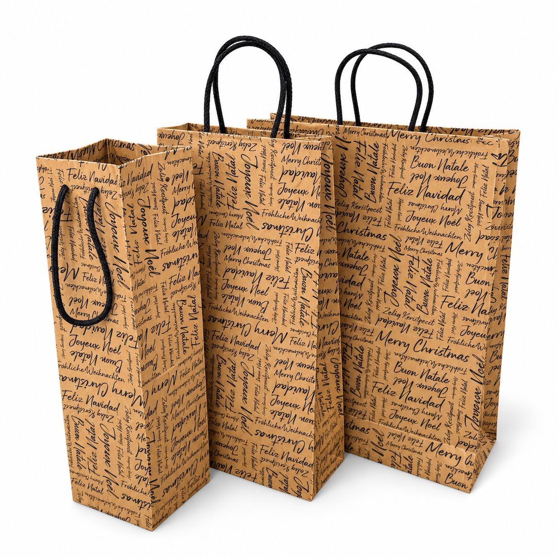 Shopper Porta 1,2 e 3 Bottiglie Buon Natale