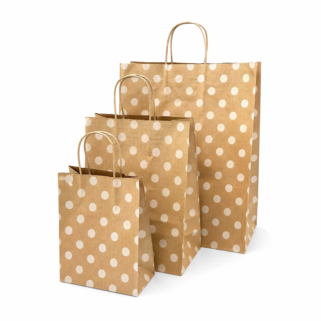 Shopper in Carta Avana con Pois Bianco