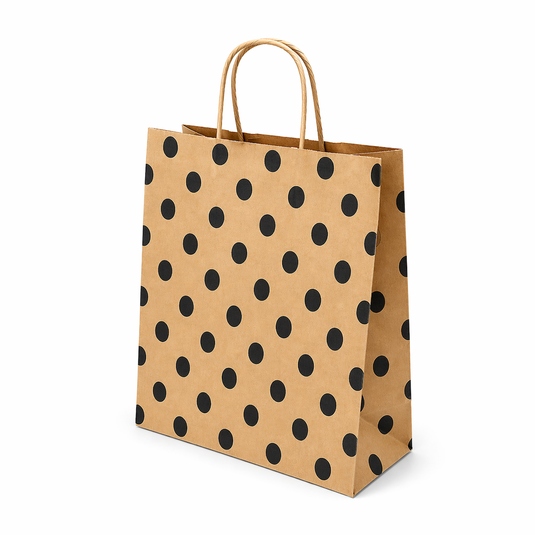 Shopper in Carta Avana con Pois Nero