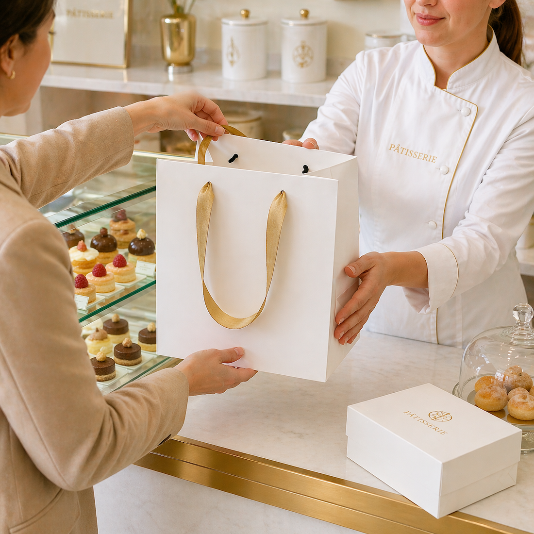 Shopper in Carta Square Bianco