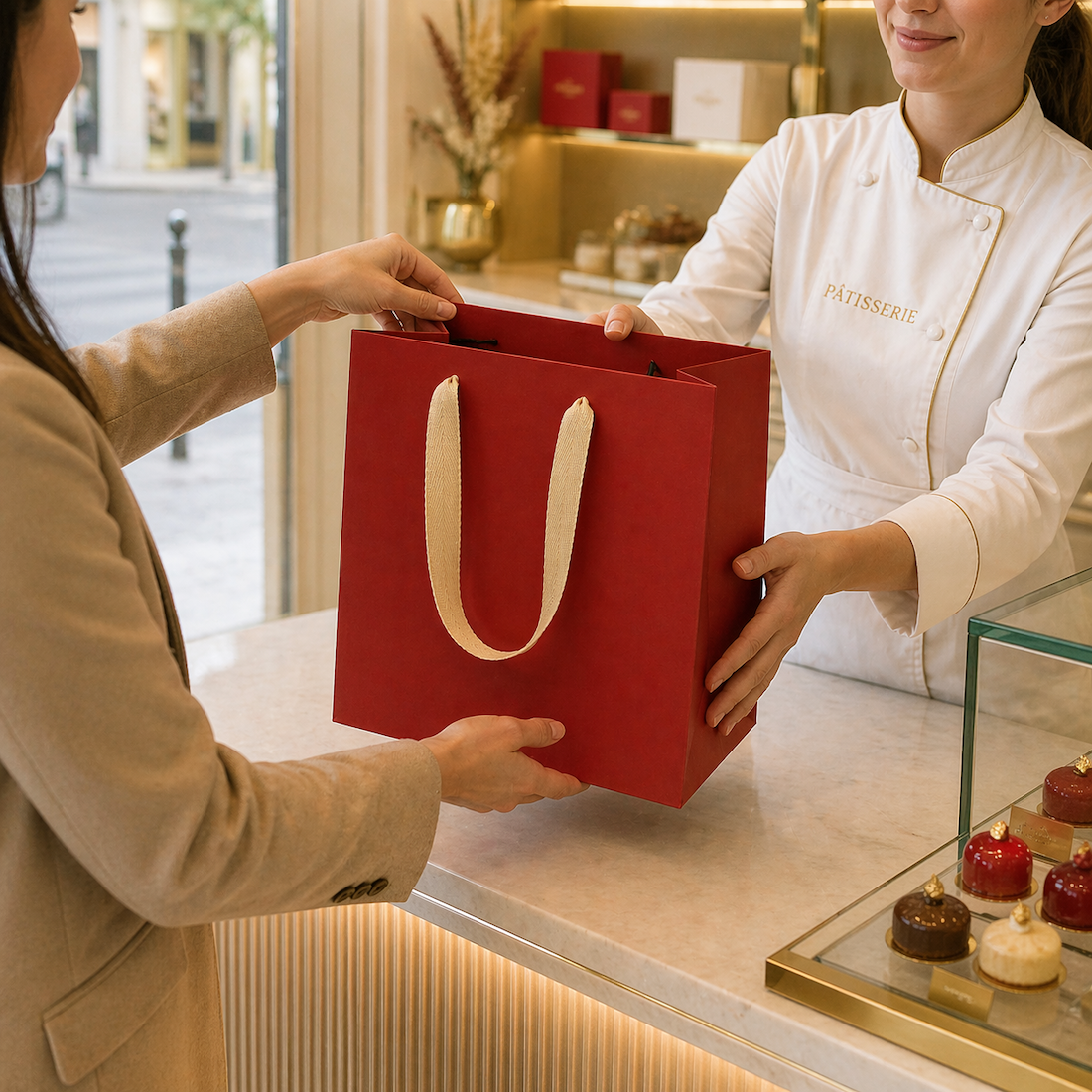 Shopper in Carta Square Rosso