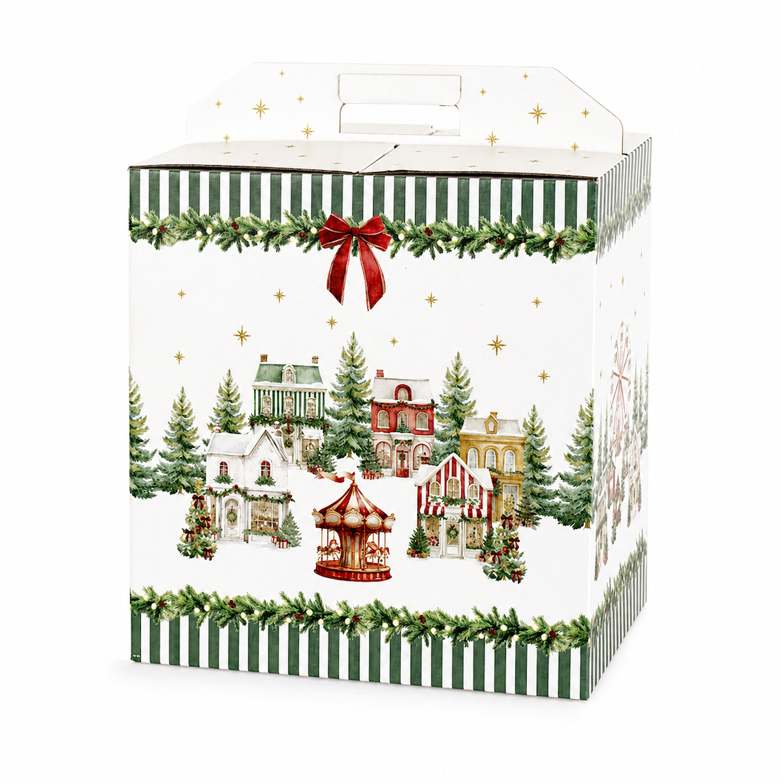 Scatola Porta Panettone + Bottiglia Linea Market Verde