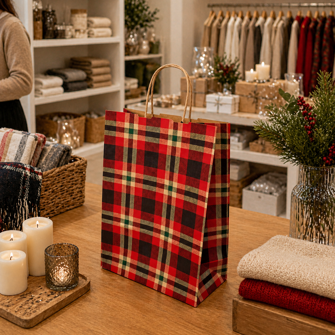 Shopper in Carta Tartan