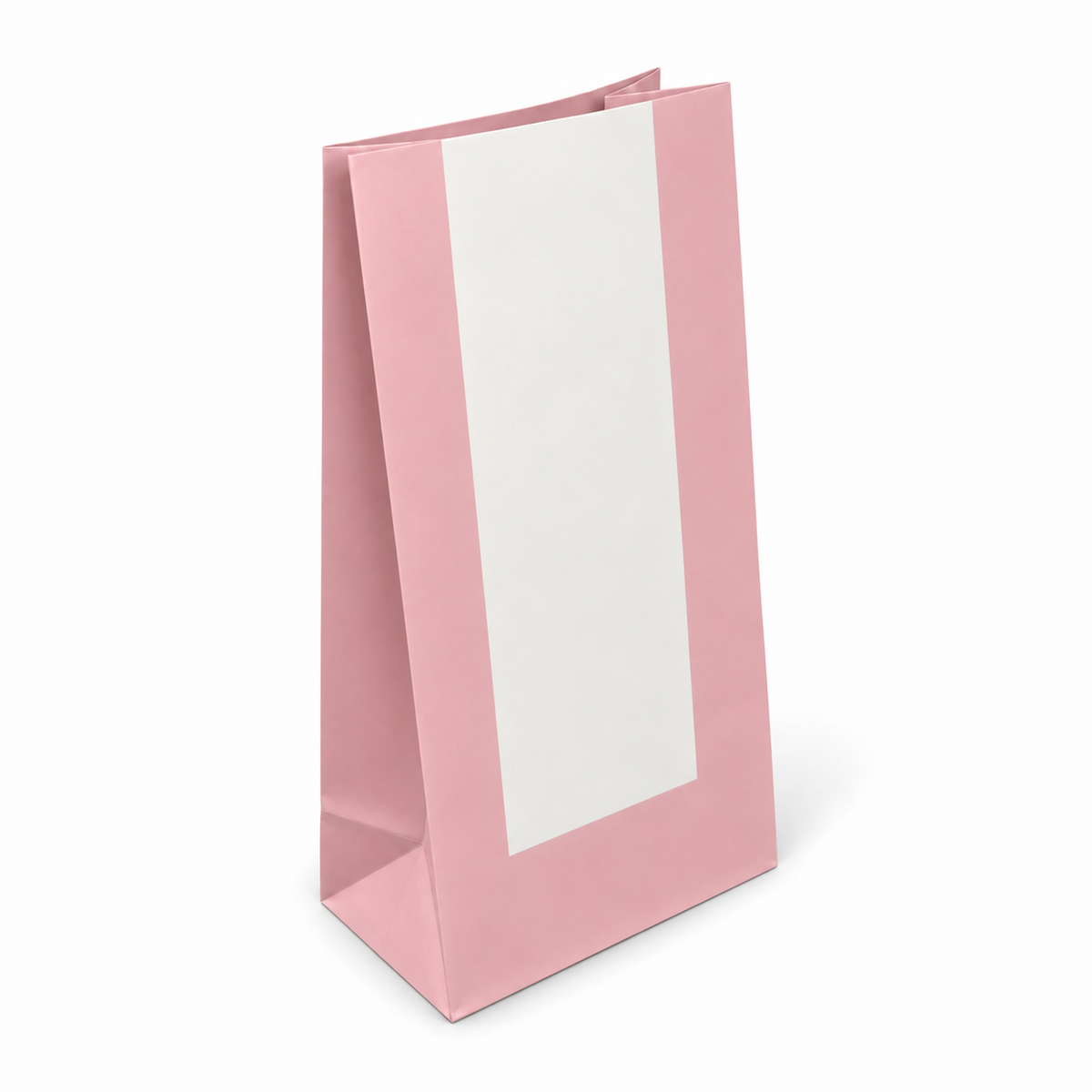 Sacchetto in Carta Bianca e Rosa con Fondo Rettangolare