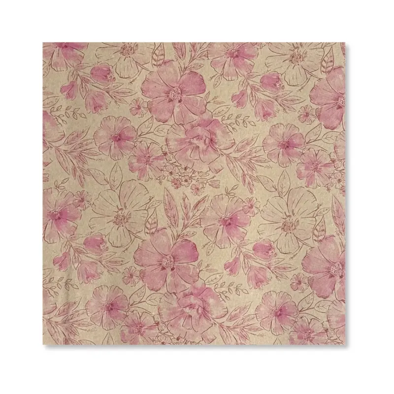 25 Fogli Carta Regalo Pink Flower Avana