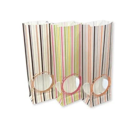 Sacchetto in Carta Fantasia Rigata Assortito con Finestre