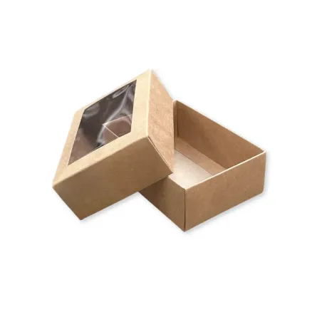 Scatola Confezione Regalo Colore Avana con Coperchio in PVC Trasparente Disponibili in 2Misure