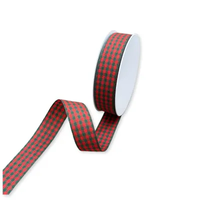 Nastro Tessuto Vichy Verde e Rosso