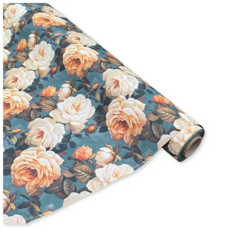 Bobina Polipropilene 40 My. Fantasia Floreale Azure. Lunghezza 40 m.