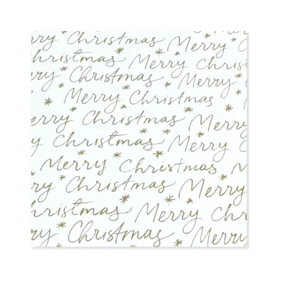 25 Fogli Carta Regalo Merry Christmas Gold