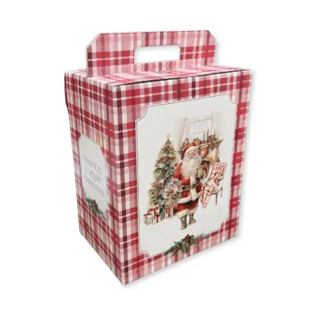 Scatola Confezione Regalo Porta Panettone e Bottiglia in Cartoncino Linea Santa's Home