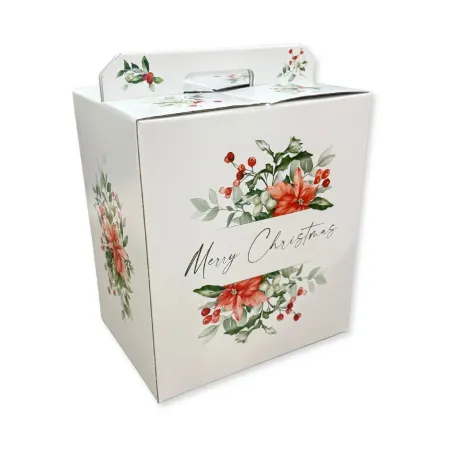 Scatola Confezione Regalo Porta Panettone + Bottiglia Merry Christmas