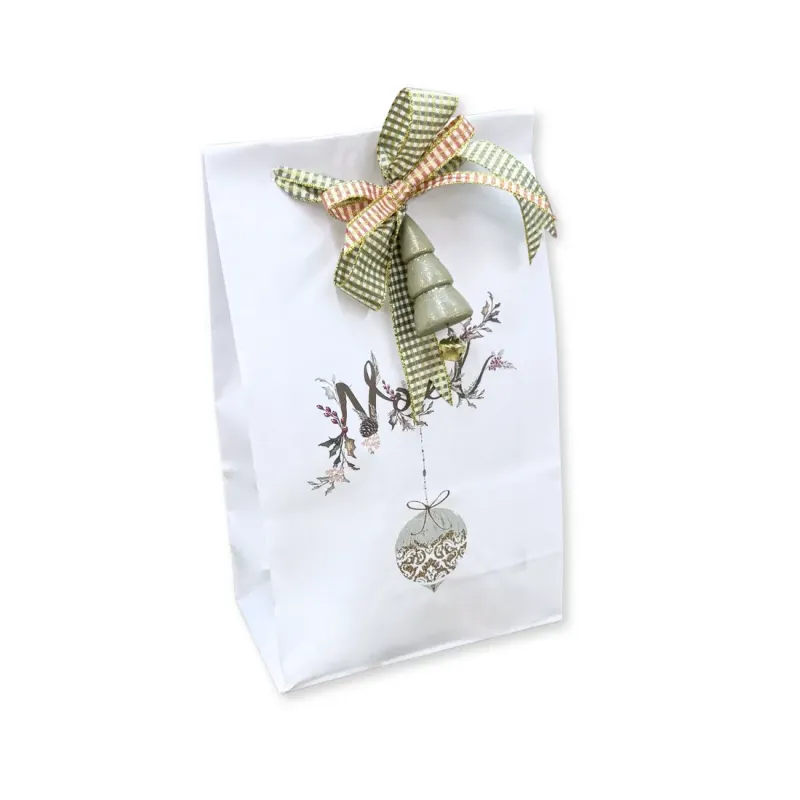 Sacchetto in Carta Bianca Fantasia Natalizia...