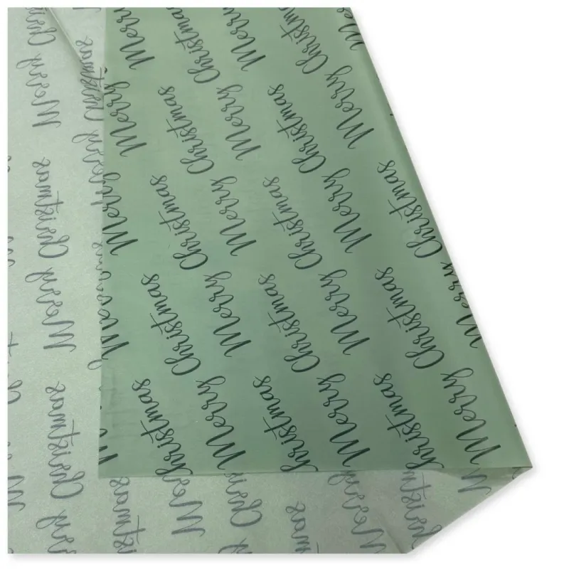 Carta Velina Fantasia Merry Christmas Verde