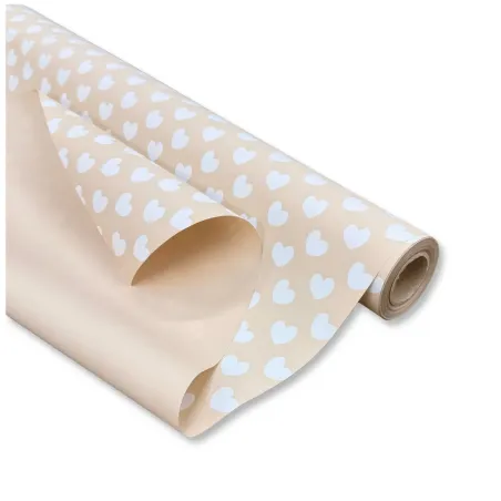 Bobina Polipropilene 40 My. Fantasia Cuori Avorio Lunghezza 40 m.