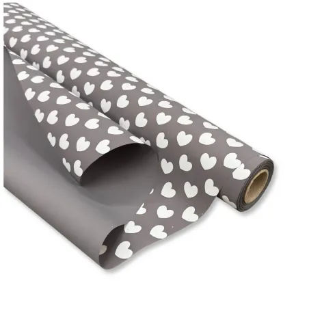 Bobina Polipropilene 40 My. Fantasia Cuori Grigio Lunghezza 40 m.