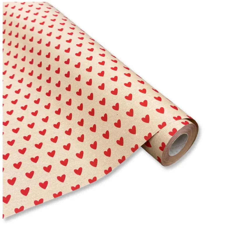 Bobina in Carta Avana Fantasia di Cuori Rossi....