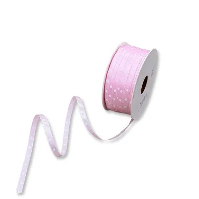 Nastro Tessuto in Raso Small Hearts Pink