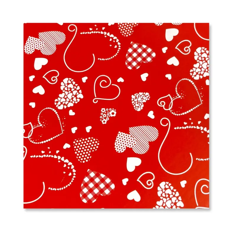 15 Fogli Carta Regalo Mixed Hearts Rosso
