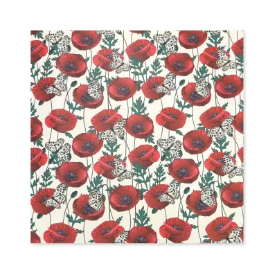 25 Fogli Carta Regalo Papaveri e Farfalle