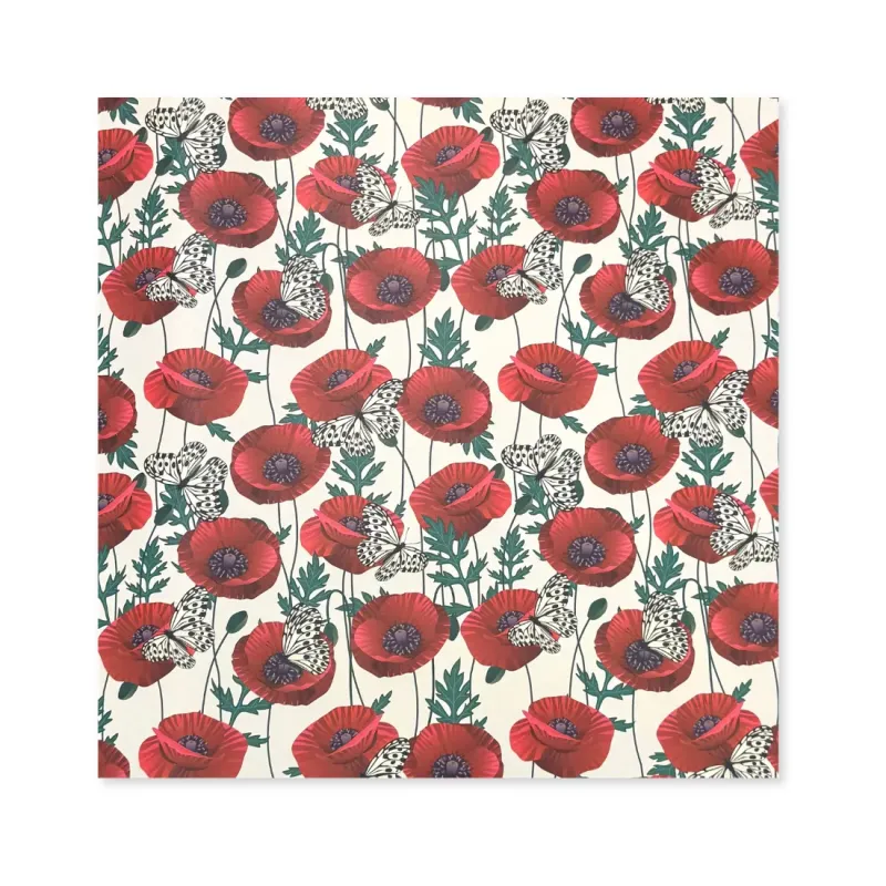 25 Fogli Carta Regalo Papaveri e Farfalle