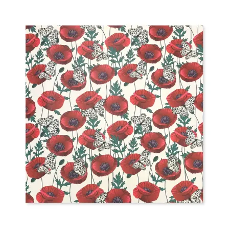 25 Fogli Carta Regalo Papaveri e Farfalle