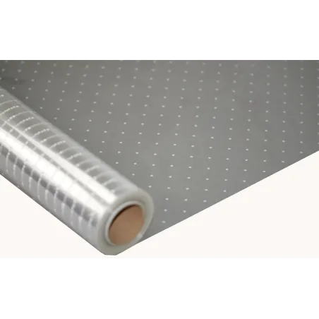 Bobina Cellophane Trasparente Pois Bianco
