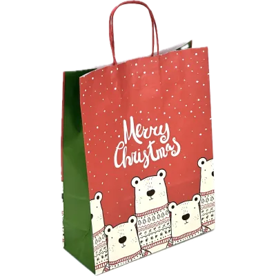 Shopper carta fantasia orsetto natalizio