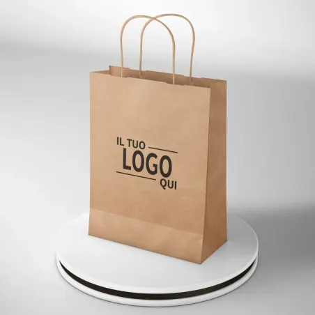 Shopper carta avana maniglia ritorta stampa un colore due lati