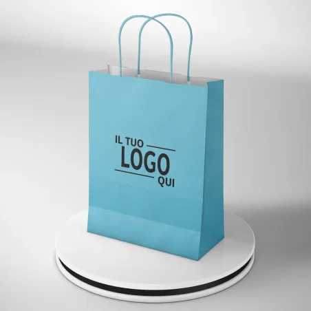 Shopper In carta azzurra Maniglia Ritorta Miglior Prezzo 