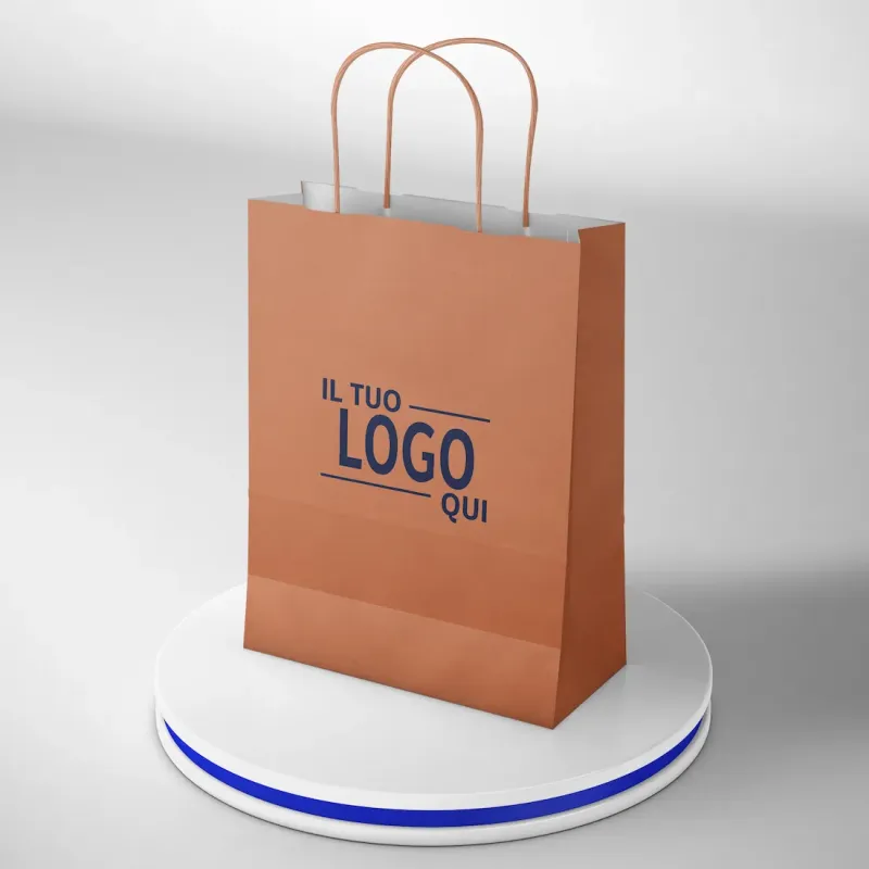 Shopper In carta Terracotta Maniglia Ritorta Stampa un colore