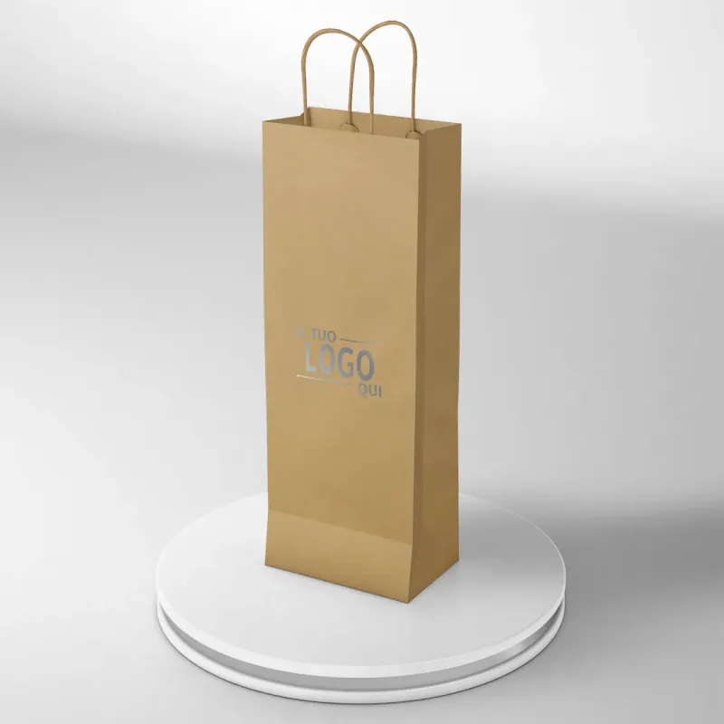 Shopper Oro porta bottiglia con bordo risvoltato stampa un