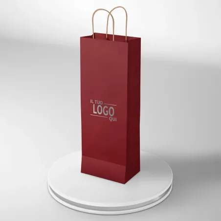 Shopper Bordeaux porta bottiglia con bordo risvoltato stampa un