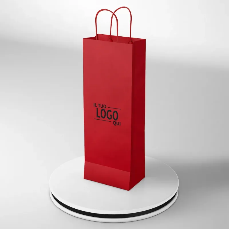 Shopper Rossa porta bottiglia con bordo risvoltato stampa un