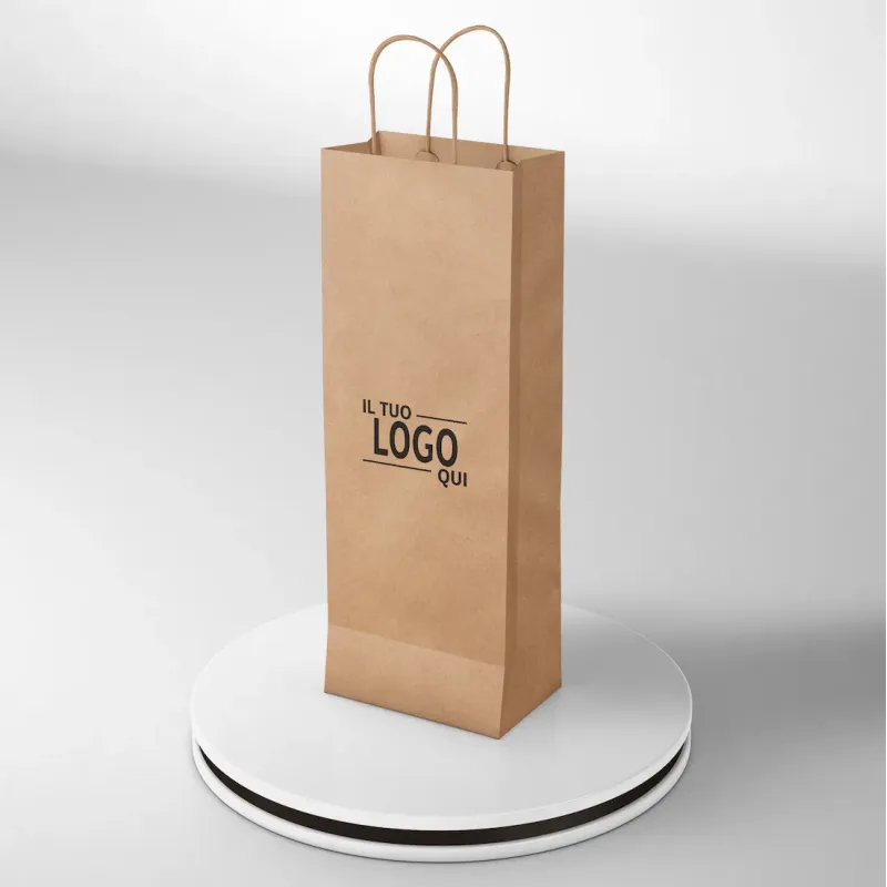 Shopper Avana porta due bottiglie stampa un colore due lati