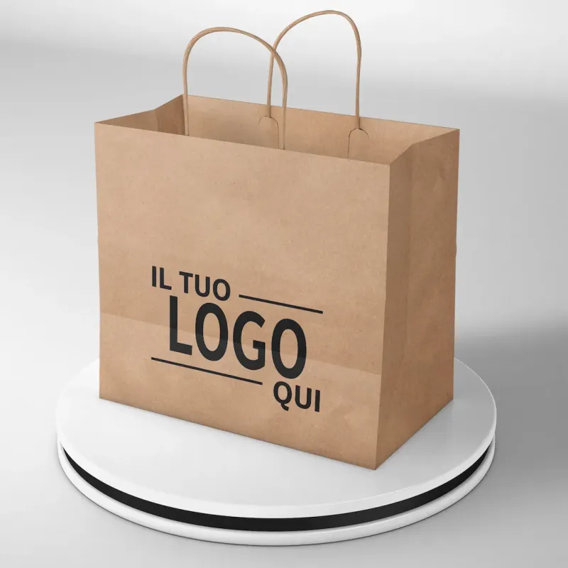 Shopper Avana fondo largo maniglia ritorta stampa un colore due