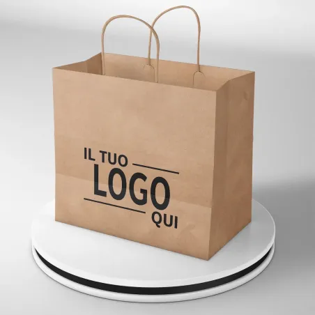 Shopper Avana fondo largo maniglia ritorta stampa un colore due